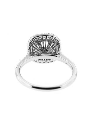 Square Double Halo Single Row Shank Diamond Engagement Ring Semi Mount