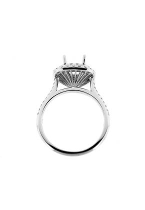 Square Double Halo Single Row Shank Diamond Engagement Ring Semi Mount