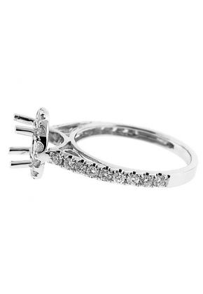 Halo Single Row Shank Diamond Engagement Ring Semi Mount