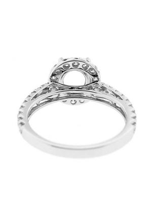Halo Single Row Shank Diamond Engagement Ring Semi Mount