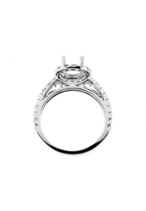 Halo Single Row Shank Diamond Engagement Ring Semi Mount