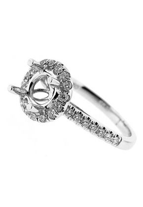 Halo Single Row Shank Diamond Engagement Ring Semi Mount