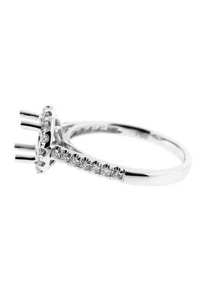 Halo Single Row Shank Diamond Engagement Ring Semi Mount