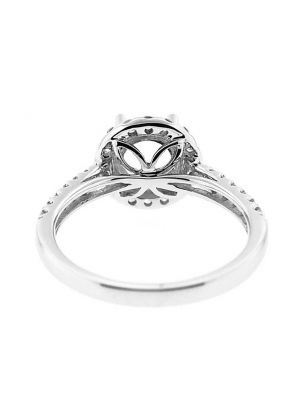 Halo Single Row Shank Diamond Engagement Ring Semi Mount