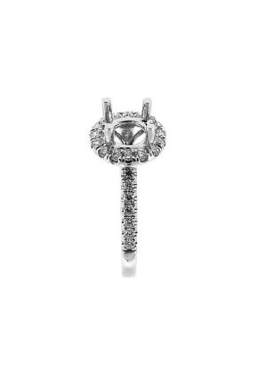 Halo Single Row Shank Diamond Engagement Ring Semi Mount