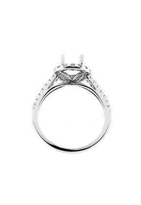 Halo Single Row Shank Diamond Engagement Ring Semi Mount