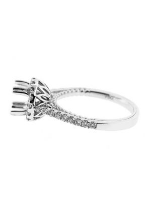 Halo Beaded Flower Base Single Row Shank Engagement Ring Semi Mount