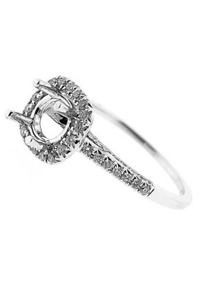 Square Halo 3 Sided Diamond Engagement Ring Semi Mount