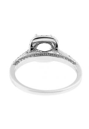Square Halo 3 Sided Diamond Engagement Ring Semi Mount