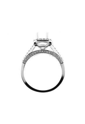 Square Halo 3 Sided Diamond Engagement Ring Semi Mount