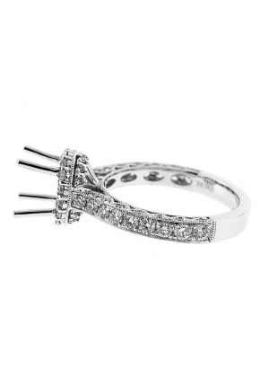 Halo Single Row With Scalloped Sides Diamond Engagement Ring Semi Mount