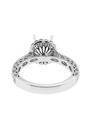 Halo Single Row With Scalloped Sides Diamond Engagement Ring Semi Mount