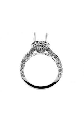 Halo Single Row With Scalloped Sides Diamond Engagement Ring Semi Mount