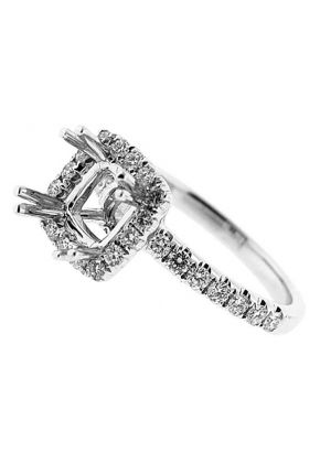 Princess Halo Single Row Shank Diamond Engagement Ring Semi Mount