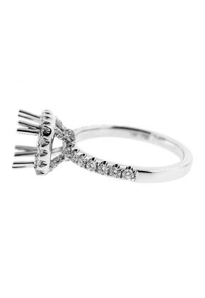 Princess Halo Single Row Shank Diamond Engagement Ring Semi Mount