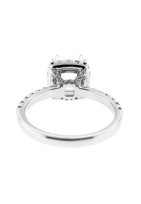 Princess Halo Single Row Shank Diamond Engagement Ring Semi Mount