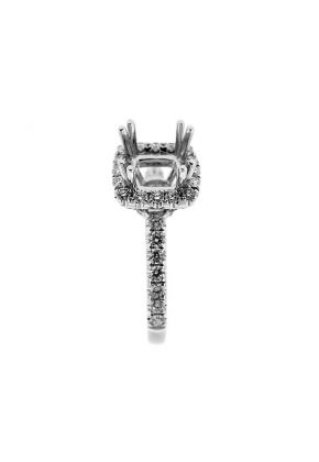 Princess Halo Single Row Shank Diamond Engagement Ring Semi Mount