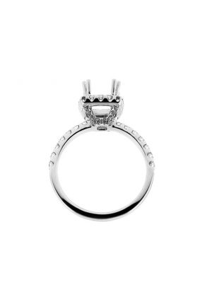 Princess Halo Single Row Shank Diamond Engagement Ring Semi Mount
