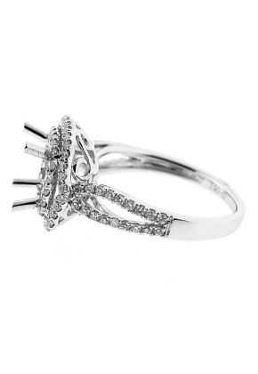 Square Double Halo Twist Shank Diamond Engagement Ring Semi Mount