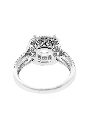 Square Double Halo Twist Shank Diamond Engagement Ring Semi Mount