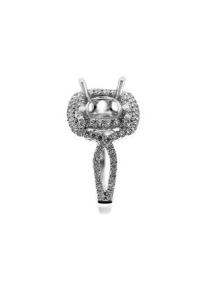 Square Double Halo Twist Shank Diamond Engagement Ring Semi Mount