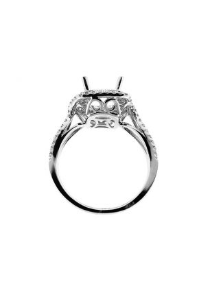 Square Double Halo Twist Shank Diamond Engagement Ring Semi Mount