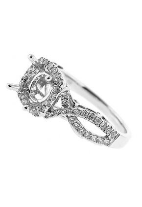 Princess Halo Twist Shank Diamond Engagement Ring Semi Mount