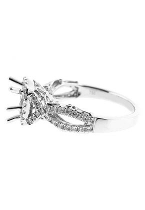 Princess Halo Twist Shank Diamond Engagement Ring Semi Mount
