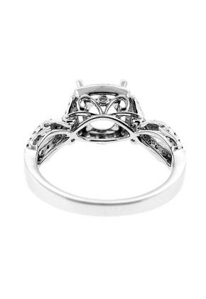 Princess Halo Twist Shank Diamond Engagement Ring Semi Mount