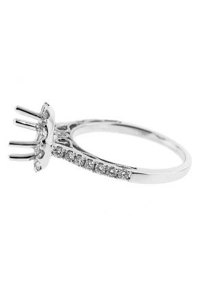 Halo Single Row Shank Filigree Miligrain Side Diamond Engagement Ring Semi Mount