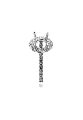 Halo Single Row Shank Filigree Miligrain Side Diamond Engagement Ring Semi Mount