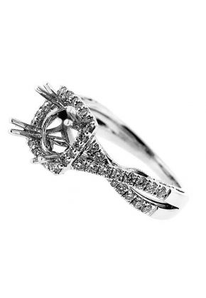 Square Halo Criss Cross Split Shank Diamond Engagement Ring Semi Mount