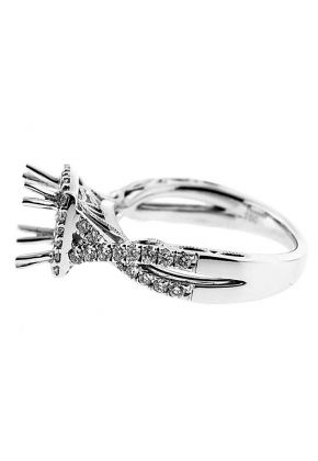 Square Halo Criss Cross Split Shank Diamond Engagement Ring Semi Mount
