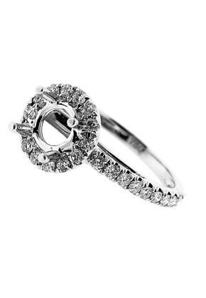 Halo Single Row Shank Diamond Engagement Ring Semi Mount