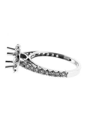 Halo Single Row Shank Diamond Engagement Ring Semi Mount