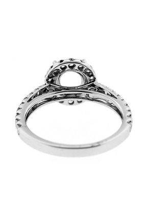 Halo Single Row Shank Diamond Engagement Ring Semi Mount