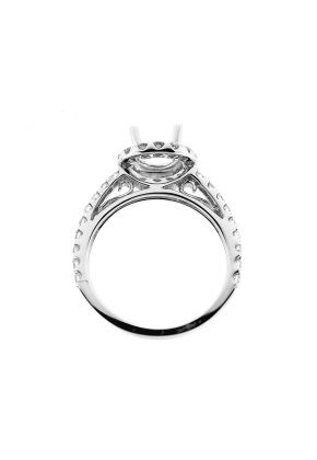 Halo Single Row Shank Diamond Engagement Ring Semi Mount