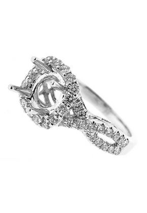 Square Halo Criss Cross Twist Split Shank Diamond Engagement Ring Semi Mount