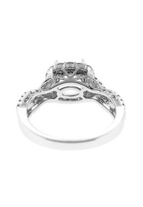 Square Halo Criss Cross Twist Split Shank Diamond Engagement Ring Semi Mount