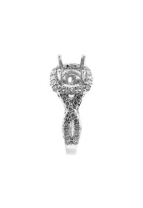 Square Halo Criss Cross Twist Split Shank Diamond Engagement Ring Semi Mount