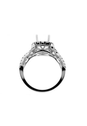 Square Halo Criss Cross Twist Split Shank Diamond Engagement Ring Semi Mount