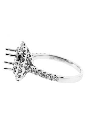 Double Square Halo Single Row Shank Diamond Engagement Ring Semi Mount