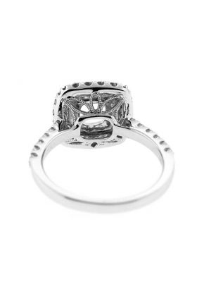 Double Square Halo Single Row Shank Diamond Engagement Ring Semi Mount