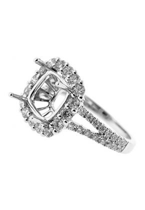 Square Halo Split Shank Diamond Engagement Ring Semi Mount
