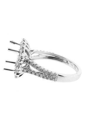 Square Halo Split Shank Diamond Engagement Ring Semi Mount