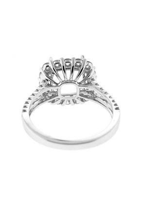 Square Halo Split Shank Diamond Engagement Ring Semi Mount