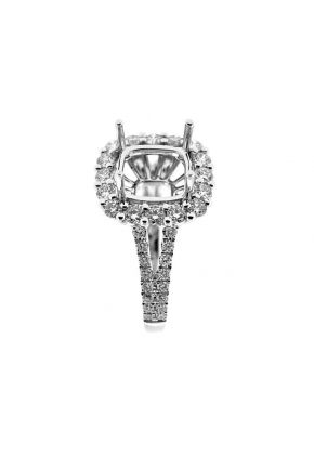Square Halo Split Shank Diamond Engagement Ring Semi Mount