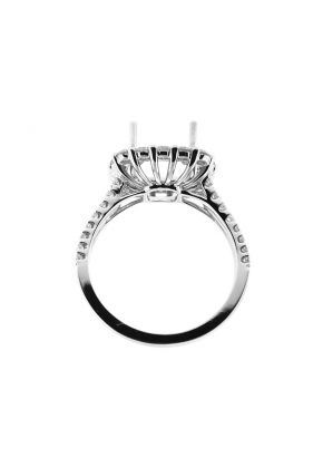 Square Halo Split Shank Diamond Engagement Ring Semi Mount