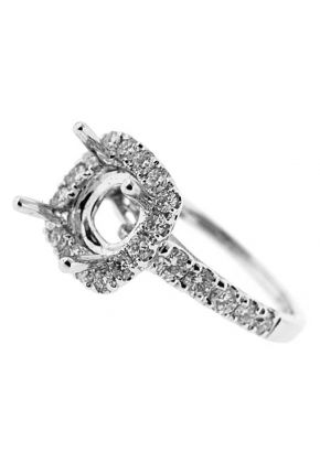 Square Halo Single Row Shank Diamond Engagement Ring Semi Mount