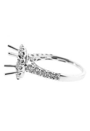 Square Halo Single Row Shank Diamond Engagement Ring Semi Mount